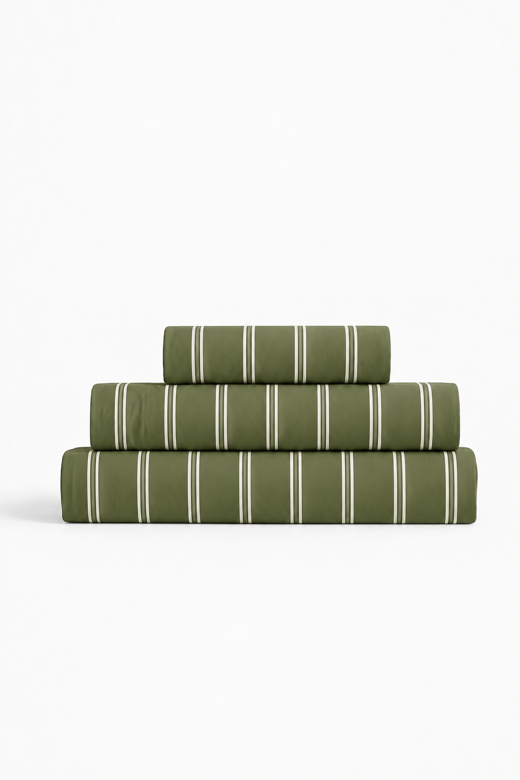 Core Bedding Set in Matcha Green striped with Ivory