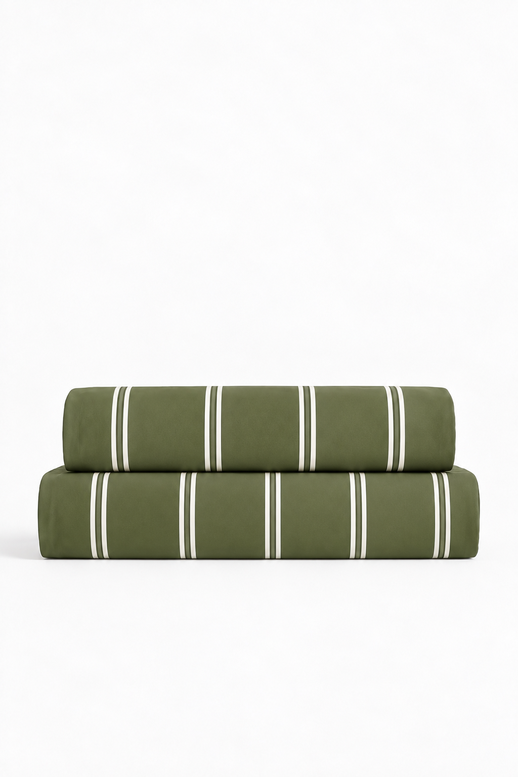 Primary Bedding Set in Matcha Green striped with Ivory