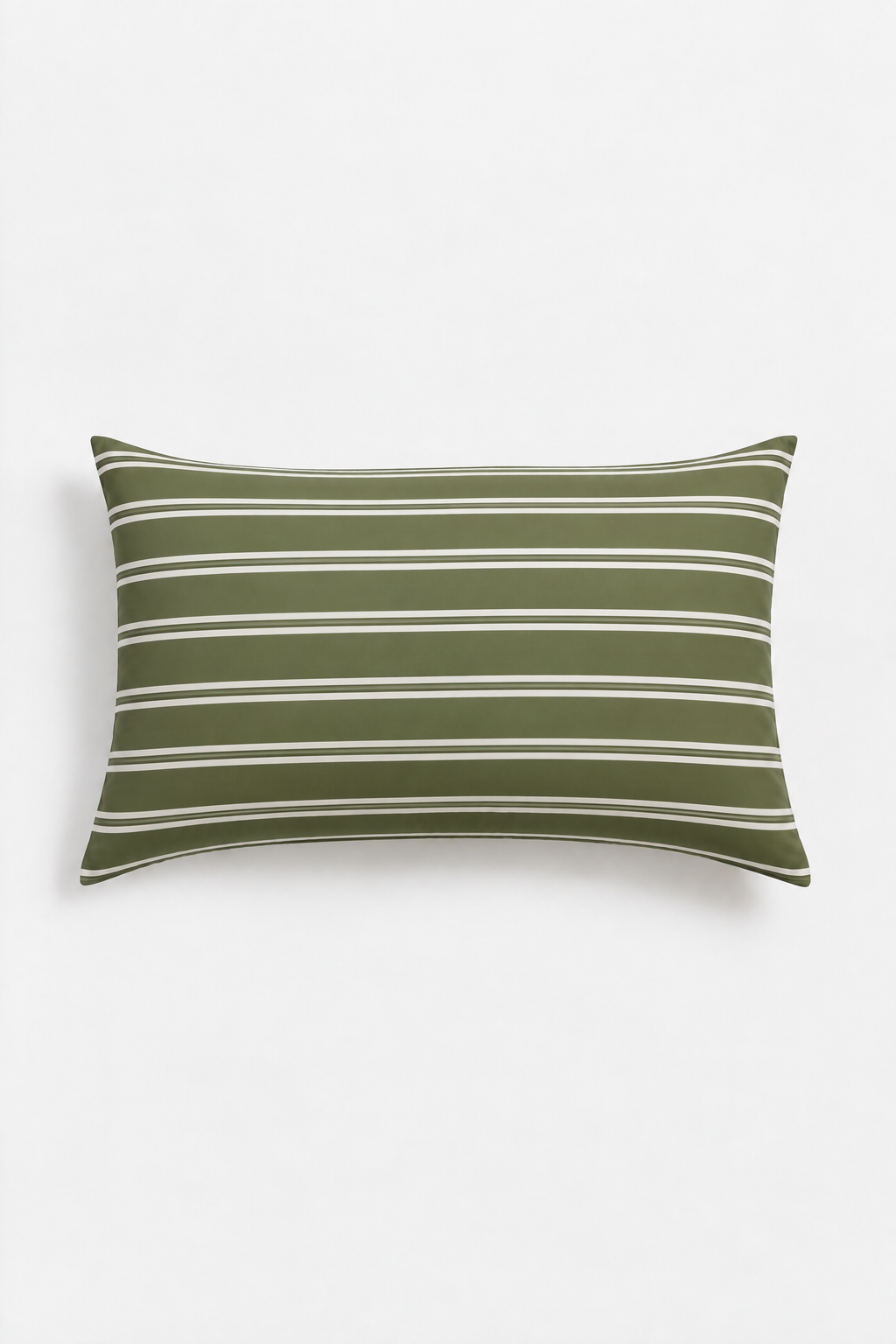 Pillowcase in Matcha Green striped with Ivory